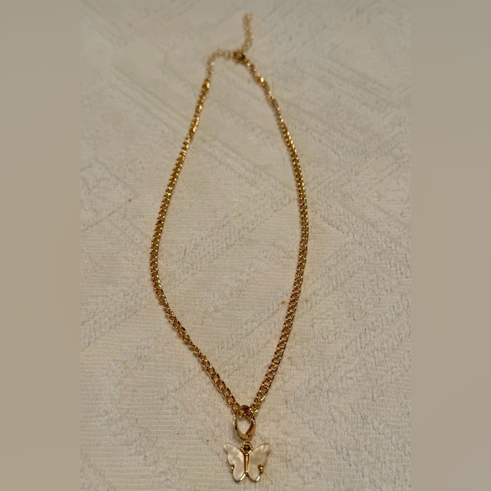 Necklace - 16-18” gold tone w/pearlized butterfly pendant. New. BOGO offer ⬇️ - Picture 7 of 10